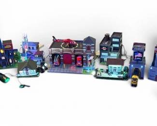 Collection of HO Train Set Accessories and Buildings 