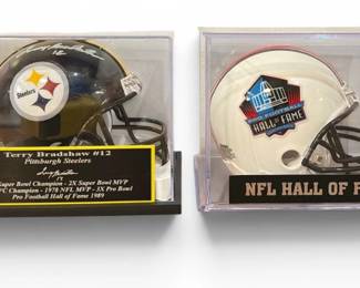 Two NFL Mini Helmets, TERRY BRADSHAW Autograph