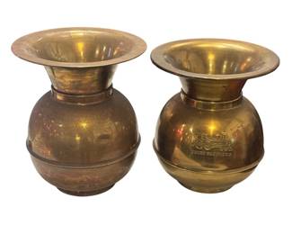 Two Vintage Brass Spittoons, Union Pacific Railroad 