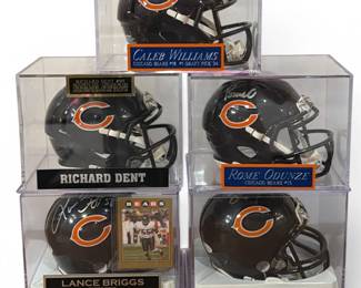 Five Authentic CHICAGO BEARS Autographed Mini Helmets