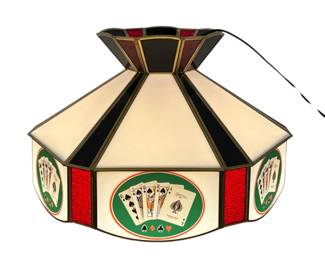 Stained Glass Poker/Billiards Pendant Swag Lamp