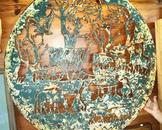 HANDMADE42" METAL ART WESTERN SCENE!