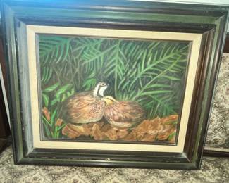 QUAIL PAINTING BY NELVA SCOTT 1977