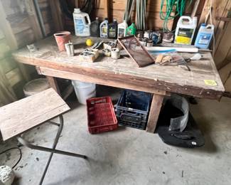HEAVY WORKTABLE w/ BUTCHER BLOCK-STYLE TOP