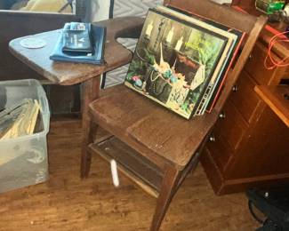 OLD WOODEN SCHOOL CHAIR / DESK