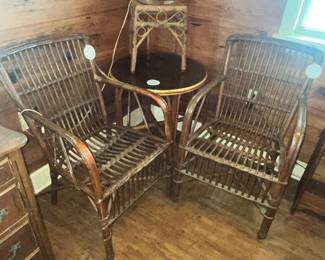 AMAZING OLD HANDMADE RATTAN SET!