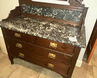 ANTIQUE VICTORIAN EASTLAKE MARBLE-TOP DRESSER (OR WASHSTAND?)