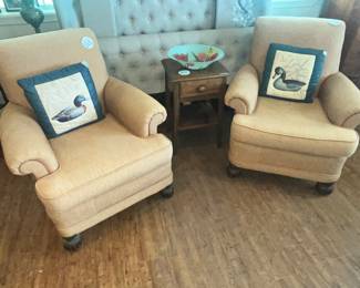 PAIR OF BEAUTIFULLY RE-UPHOLSTERED VINTAGE CHAIRS