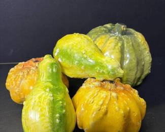 163 setof6handpaintedceramicgourdand