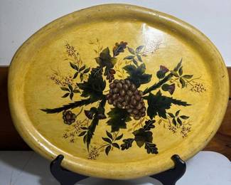 241 largehandpaintedfolkartmetalservin