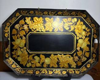 246 largehandpaintedtolewaremetaltrays