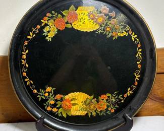 249 handpaintedtolewaretraywithfloralc