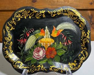 239 smallhandpaintedblacktolewaretrayw
