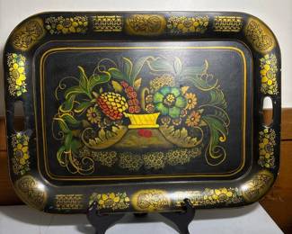 251 largevintagehandpaintedtolewaremeta
