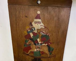 185 vintagefolkartwoodensantaclauswall