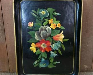 276 vintagehandpaintedtolewarefloralmet
