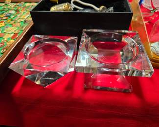 Oleg Cassini clear crystal candle holders