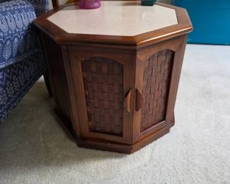 mid-century modern octagonal end table from the "Perception" collection by the Lane Furniture Company,