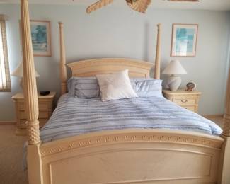 King bedroom suite: bed; two nightstands; tall dresser; long dresser with mirror