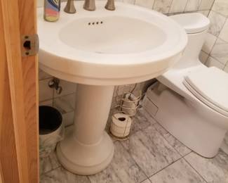 Pedestal sink; TOTO toilet