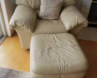 Leather oversize chair & ottoman