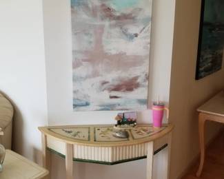 Handpainted foyer table. Abstract art