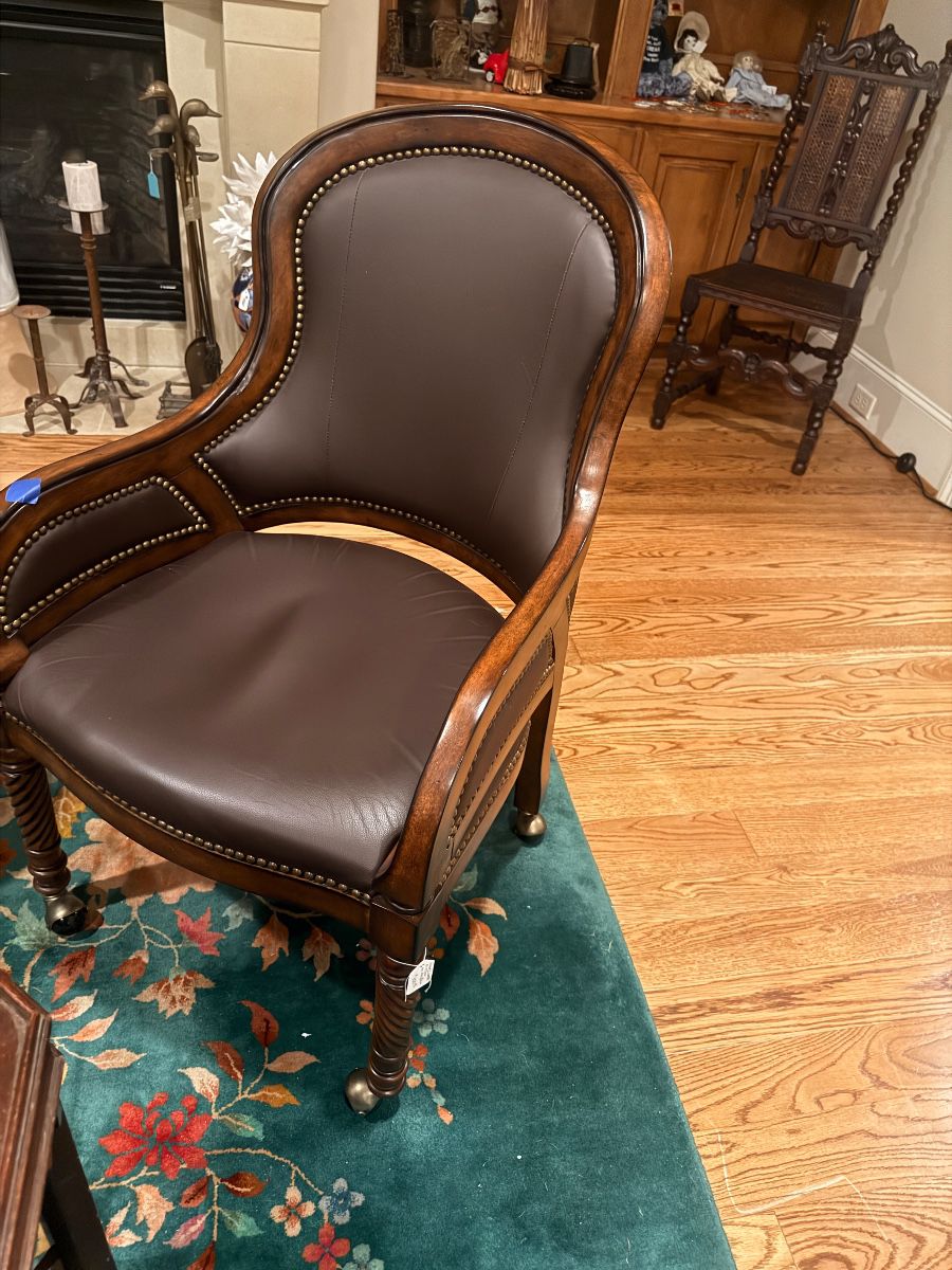 Beautiful leather and wood office chair