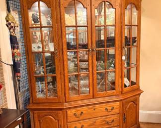 Stunning China cabinet lots of storage shelving, drawers, and cabinets