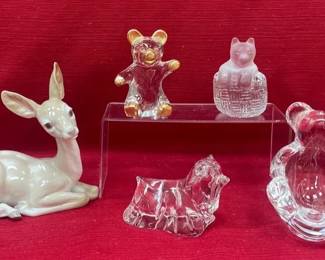 Crystal, Porcelain  Glass Animal Figurines