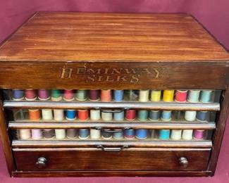 Antique Heminway Silks Spool Cabinet