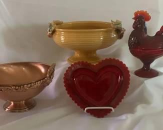 Vintage Ceramic Fruit Bowl and Antique Copper Fruit Bowl