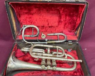 Antique William Bryant Silver plated Trumpet