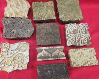 Antique hand carved wooden printing blocks