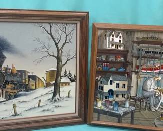 Vtg Framed Art By C. Carson  H. Hargrove