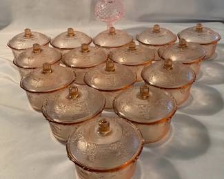 Vintage KIG Pink Glass CandyTrinket Dishes