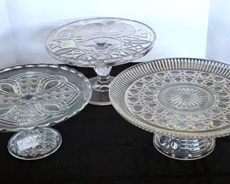 Antique EAPG Pressed Glass Cake Stands  Gillendar, Higbee