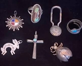 Old Pawn, Native American Sterling Silver Jewelry, Hopi Sunburst, Navajo Cross  More