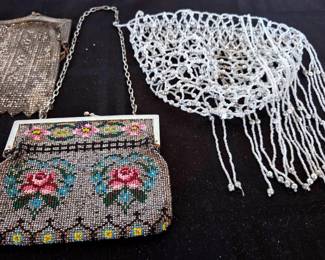 Antique Metal Mesh Flapper Purses  Newer Beaded Hair Net