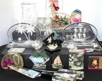 Retro Sea Life Ocean Themed Reverse Carved Lucite
