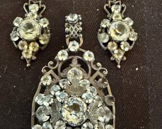Rare Antique Relic Reliquary or Mourning Pendant  Earrings