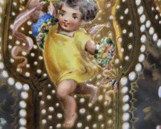 Rare Czech Bohemian Glass Decanter  Handpainted