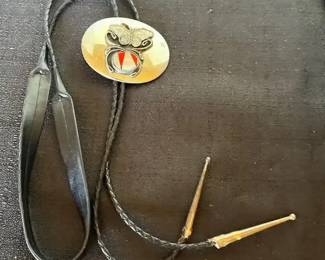 3 Vintage Bolo Ties  Sterling, Stone, Butterfly, Aztec Calendar And More