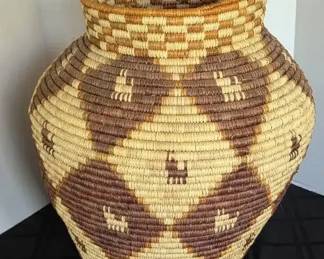 Oversized Hand Woven Basket With Animal Motif