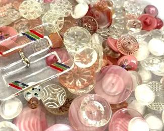 Vintage All Glass Buttons  Signed Czech Buckles, Cabachons