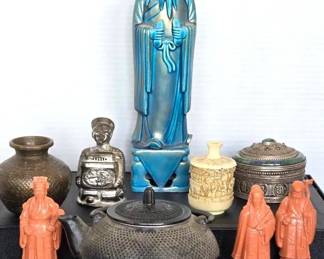 Vintage Asian Decor  Bronze Vase, Incense Burner  More