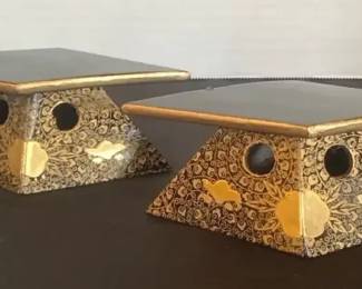 Meiji Period 1868  1912 Set of 2 Japanese Hina Diamond Table Miniatures  Doll Furniture