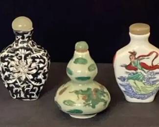 Gourd Shaped Dragon Design Snuff Bottle  More