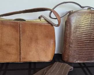 Antique Reptile Leather Purses, Hand Bags