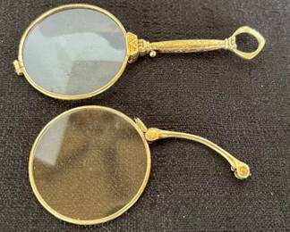 Antique Gold Folding Lorgnette Glasses 14K