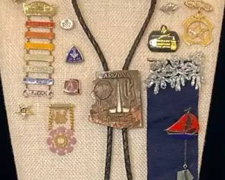 Antique Vintage Eastern Star  Daughters of Rebecca Pins, Rare Ribbon Etc.